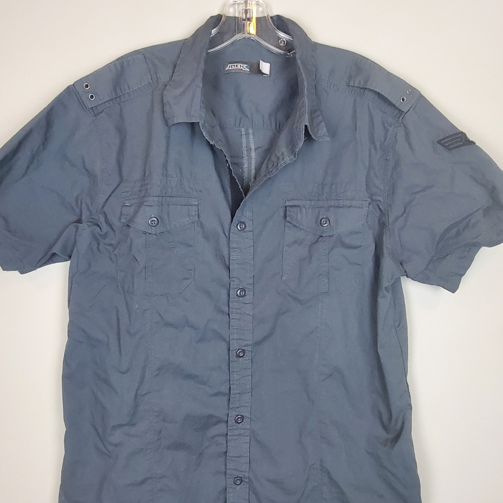 Jack Grey Military Style Button Down - Picture 2 of 7
